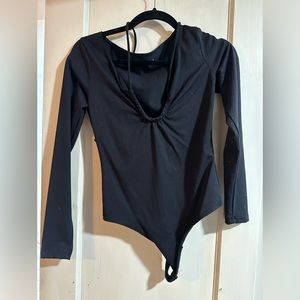 A&F Long Sleeve Bodysuit with Halter Neck Tie